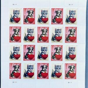 LOVE 2023 Sheet of 1000 USPS Puppy & Kitten US Forever Stamps